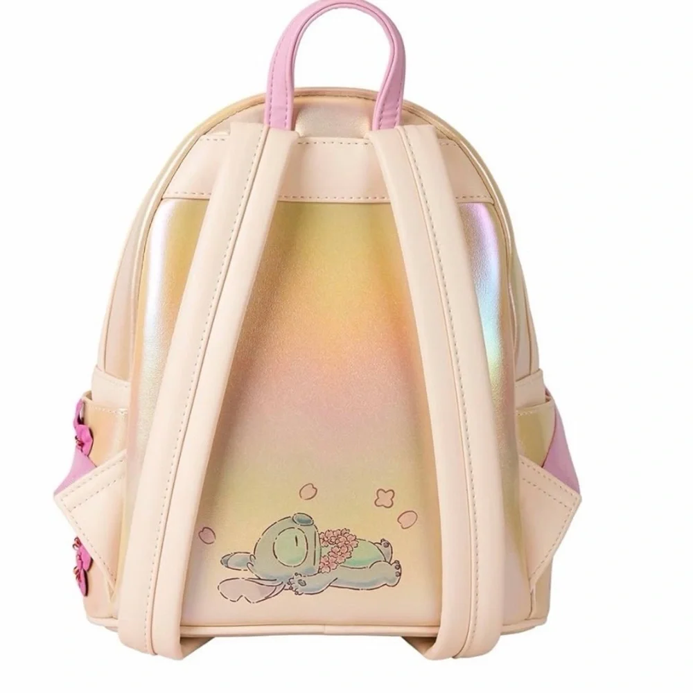 Disney Loungefly  Stitch & Angel Cherry Blossom Heart Mini Backpack NWOT.